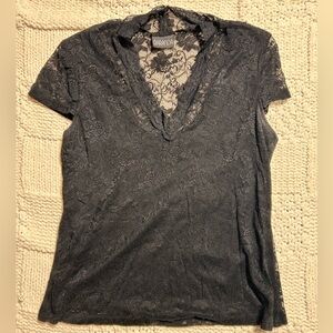 Baranda Black Lace Short Sleeve Shirt